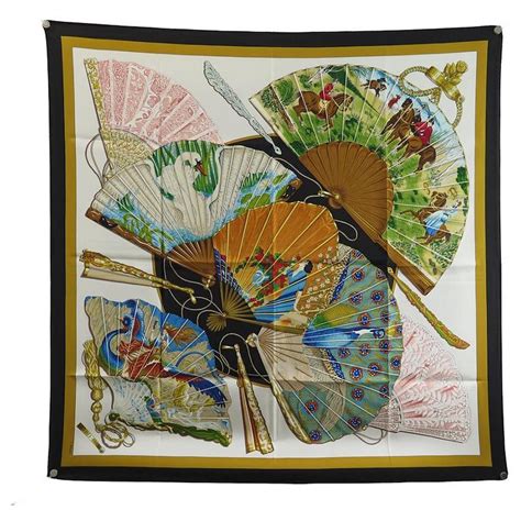 brise de charme hermes|Brise de Charme Hermes Scarf by Julia Abadie 90cm Silk Black Col..